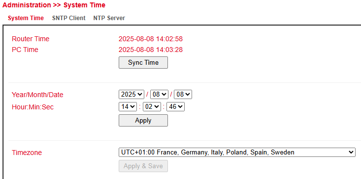 System Time Configuration