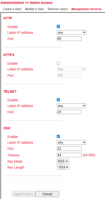 Management Services Configuration