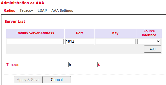RADIUS Settings