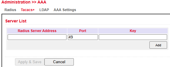 TACACS+ Settings