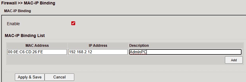MAC-IP Binding