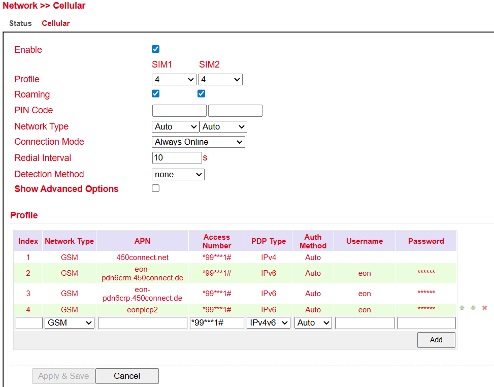 Cellular Configuration
